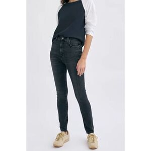 Aritzia Denim Forum Womens 26" Black Lola High Rise Skinny Raw Hem Jeans